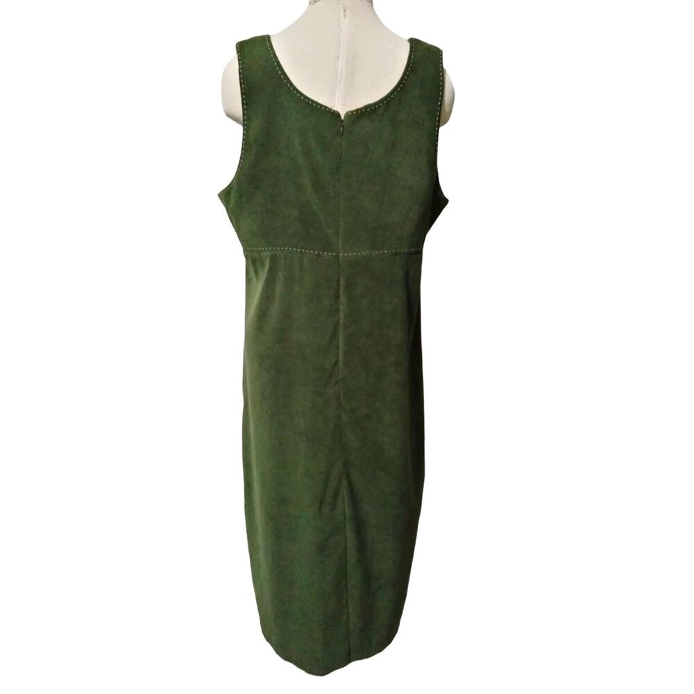 White Stag Size XL (16/18) Dress Sleeveless Back Zip & Slit Olive Green - Picture 5 of 7